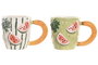 DKD Home Decor Tazas de Gres Sandía Relieve 400ml Pack de 4