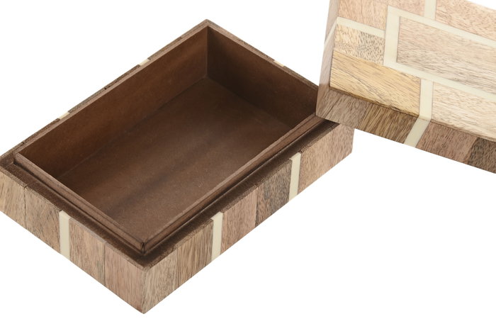 DKD Home Decor Set de 2 Joyeros de Mango y Resina 18x13x7,5 cm Natural DKD Home Decor Set de 2 Joyeros de Mango y Resina 18x13x7,5 cm Natural