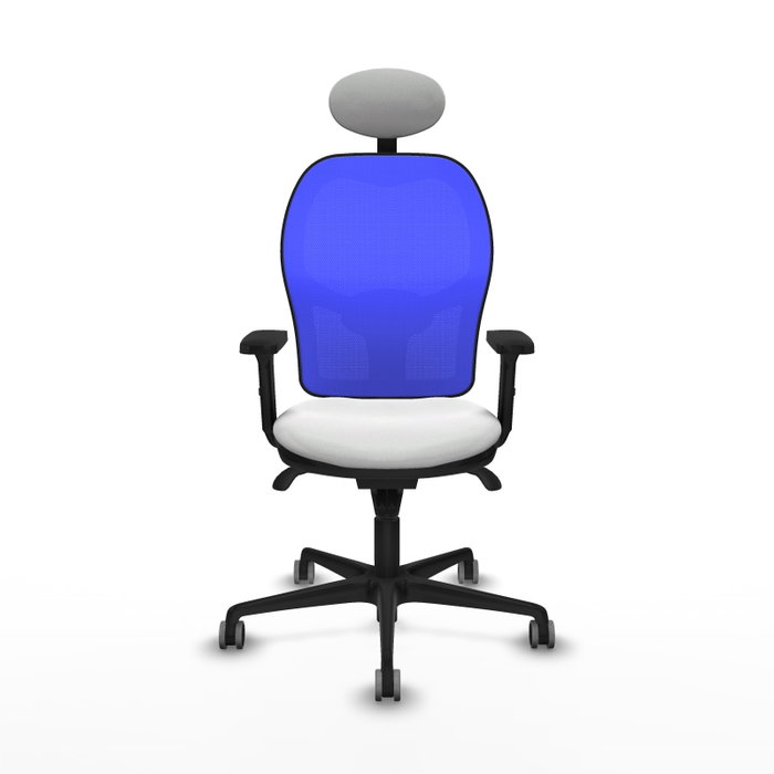 PIQUERAS Y CRESPO Silla de oficina Jorquera con mecanismo sincro, tela blanca y malla azul PIQUERAS Y CRESPO Silla de oficina Jorquera con mecanismo sincro, tela blanca y malla azul