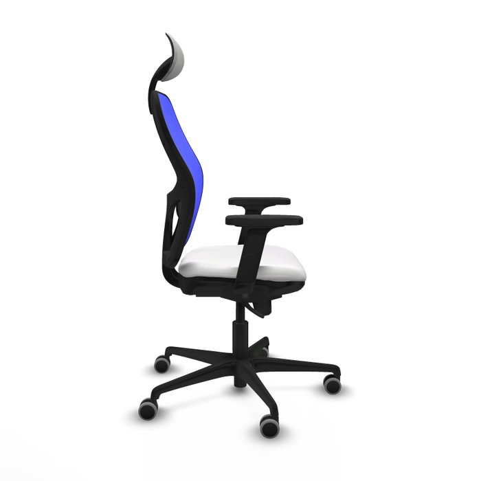 PIQUERAS Y CRESPO Silla de oficina Jorquera con mecanismo sincro, tela blanca y malla azul PIQUERAS Y CRESPO Silla de oficina Jorquera con mecanismo sincro, tela blanca y malla azul
