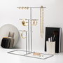 Aberto Design TK-006-A Organizador de Joyero de Metal Color Cromo, Joyero con Compartimentos para Joyas, Pulseras, Anillos y Pendientes, Medidas 40x41x15 cm