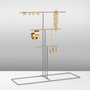 Aberto Design TK-006-A Organizador de Joyero de Metal Color Cromo, Joyero con Compartimentos para Joyas, Pulseras, Anillos y Pendientes, Medidas 40x41x15 cm