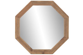 DKD Home Decor Espejo de Madera Reciclada y Cristal Natural 74x74 cm
