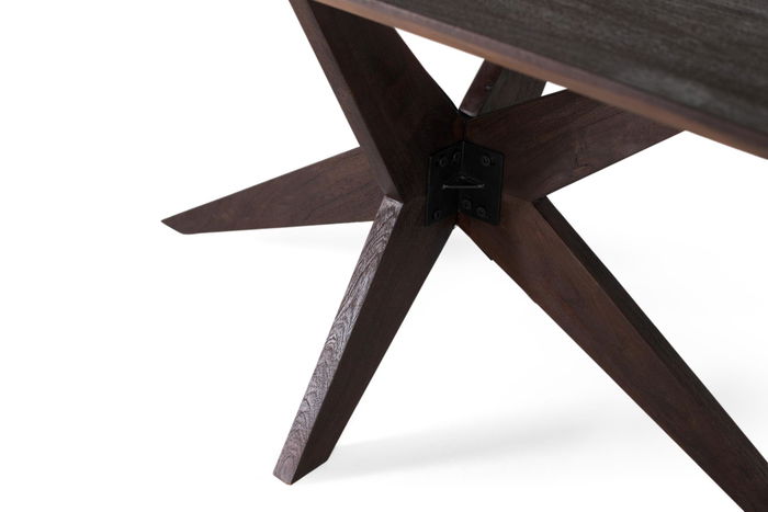 GINER Y COLOMER Mesa de Comedor Rectangular en Madera de Mango Wengué 180x90cm, Base de Hierro Negro Estructura Estrella, Robusta