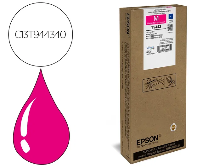 Epson Cartucho de Tinta T9443 Magenta (C13T944340) Serie L Epson Cartucho de Tinta T9443 Magenta (C13T944340) Serie L