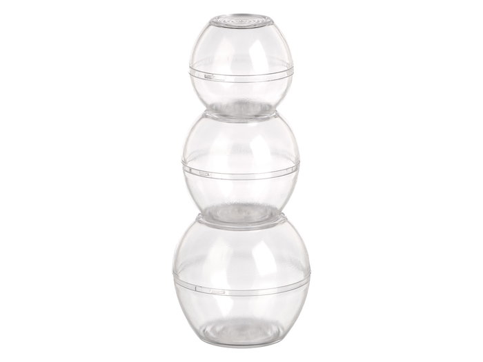 Kinvara Set 3 Recipientes Esfera 9 cm Transparente Plástico (Set de 12)