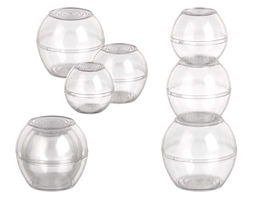 Kinvara Set 3 Recipientes Esfera 9 cm Transparente Plástico (Set de 12)