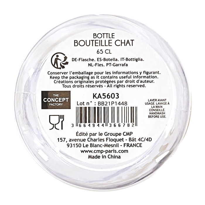 The Concept Factory Botella Gato 850 Ml Mon Chat Mon Ch