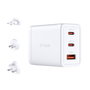 D-Link Cargador GaN de Pared DCP-651 65W, 2 Puertos USB-C + 1 USB-A, Power Delivery 3.0, Compacto, con Adaptadores Internacionales (UE, UK, US, AU)