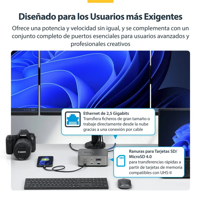StarTech.com Docking Station Thunderbolt 5 Gris, 3 Pantallas 4K 144Hz, PD 140W StarTech.com Docking Station Thunderbolt 5 Gris, 3 Pantallas 4K 144Hz, PD 140W