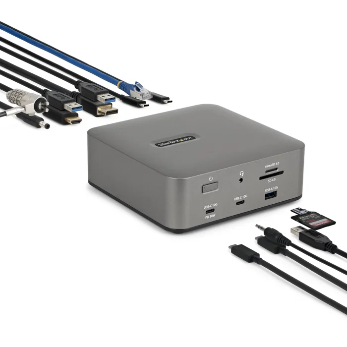 StarTech.com Docking Station Thunderbolt 5 Gris, 3 Pantallas 4K 144Hz, PD 140W StarTech.com Docking Station Thunderbolt 5 Gris, 3 Pantallas 4K 144Hz, PD 140W