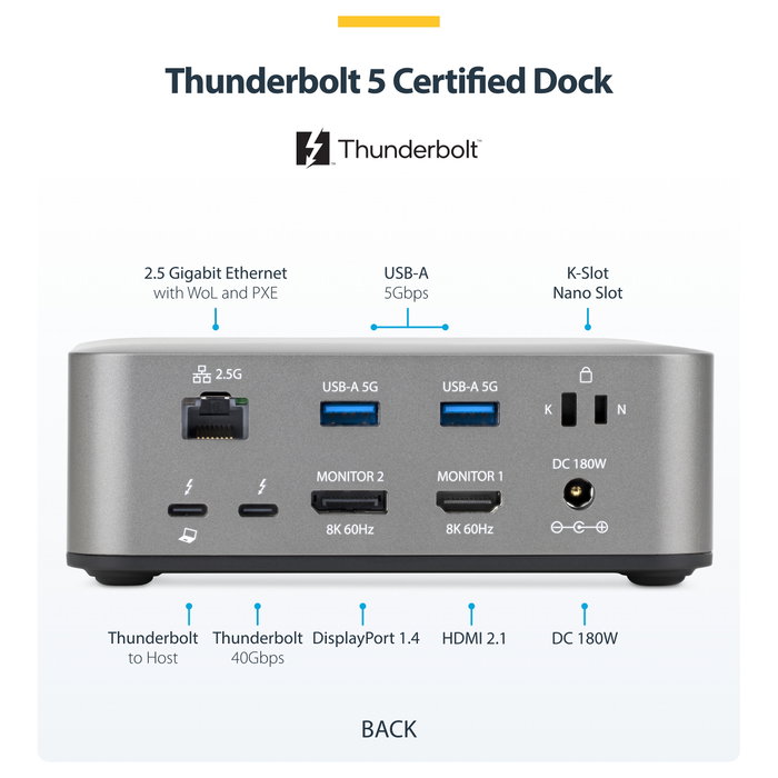 Startech 215ue-tb5usb4dock Base para Portátil y Replicador de Puertos Alámbrico Thunderbolt 5 Gris Startech 215ue-tb5usb4dock Base para Portátil y Replicador de Puertos Alámbrico Thunderbolt 5 Gris