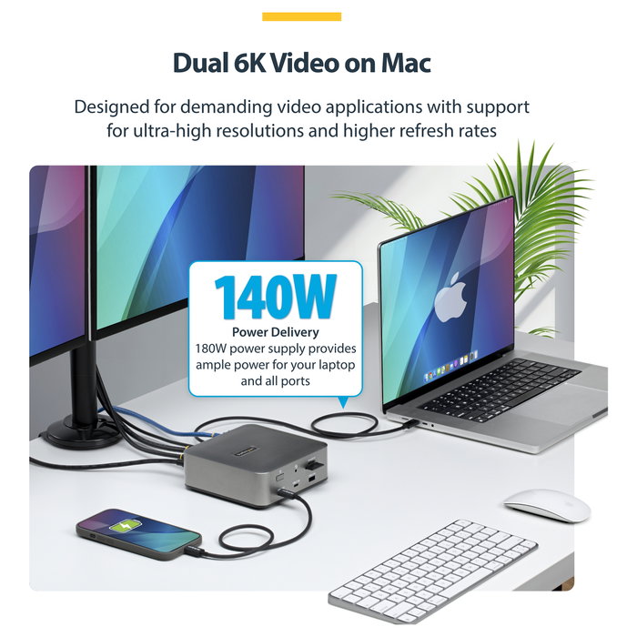 Startech 215ue-tb5usb4dock Base para Portátil y Replicador de Puertos Alámbrico Thunderbolt 5 Gris Startech 215ue-tb5usb4dock Base para Portátil y Replicador de Puertos Alámbrico Thunderbolt 5 Gris