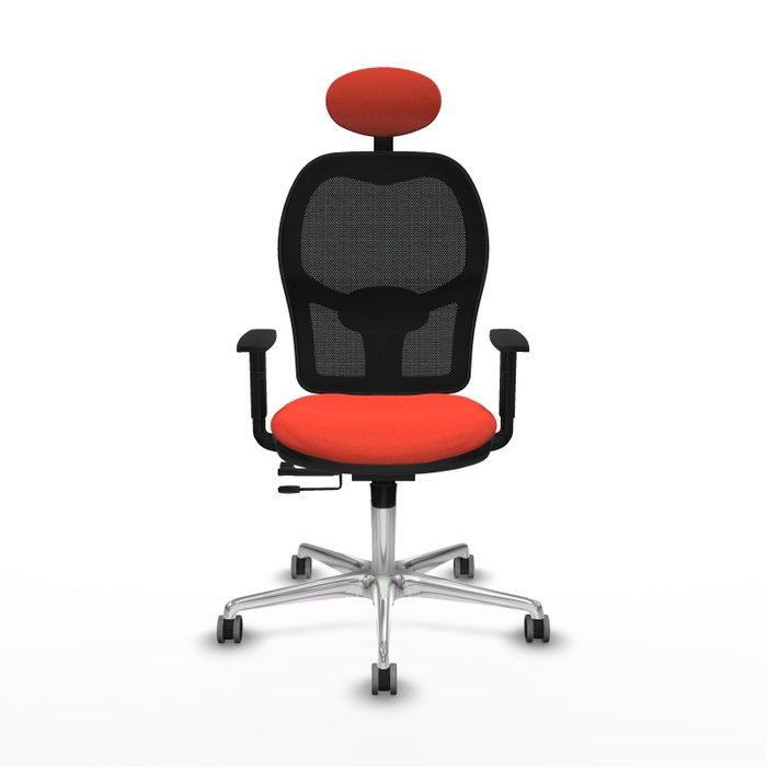 PIQUERAS Y CRESPO Silla de oficina Jorquera con mecanismo Sincro/Traslack, Tela Naranja oscuro y Malla Negro