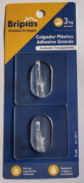 BRIPLAS Colgador Adhesivo de Plástico Transparente para Cocina/Baño, 2 Unidades