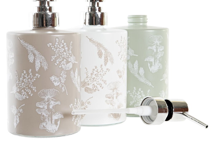 DKD Home Decor Dosificador Estilo Alpino Blanco Marron 8 x 17 x 10 cm Capacidad 450ml (12 Unidades)