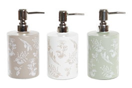 DKD Home Decor Dosificador Estilo Alpino Blanco Marron 8 x 17 x 10 cm Capacidad 450ml (12 Unidades)