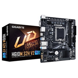 Gigabyte H610M S2H V2 Placa Base Intel LGA 1700 Micro-ATX, Chipset H610, 2x Ranuras DDR5, 96 GB Max, HDMI, DisplayPort, M.2, SATA