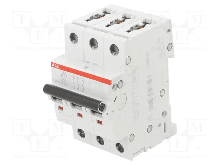 ABB S200 Interruptor magnetotérmico 3 polos 6A 6kA ABB S200 Interruptor magnetotérmico 3 polos 6A 6kA