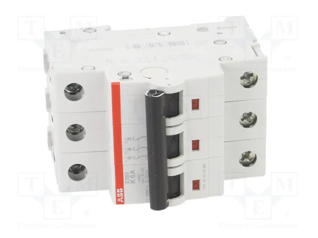 ABB S200 Interruptor magnetotérmico 3 polos 6A 6kA ABB S200 Interruptor magnetotérmico 3 polos 6A 6kA