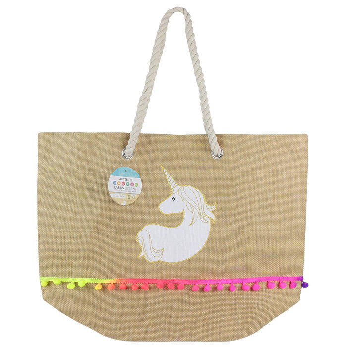 Jet Lag Bolsa Capazo Unicornio Verano Papel y Poliéster con Forro Interior 50x20xh.38 cm Jet Lag Bolsa Capazo Unicornio Verano Papel y Poliéster con Forro Interior 50x20xh.38 cm