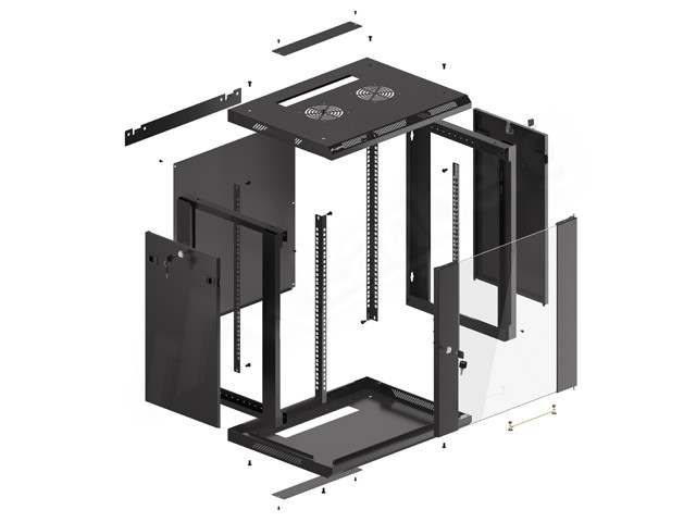 Lanberg Armario Mural Rack 19 pulgadas 12U Flat Pack V2 Negro