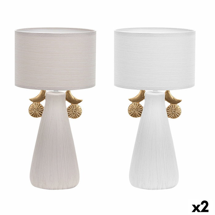 DKD Home Decor Lámpara de Sobremesa de Cerámica, Surtido de 2 Unidades Blanco y Beige