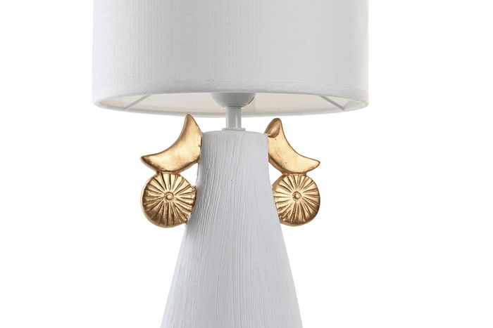 DKD Home Decor Lámpara Sobremesa Moderno Blanco Beige Cerámica Poliéster 22 x 44 x 22 cm (2 Unidades)