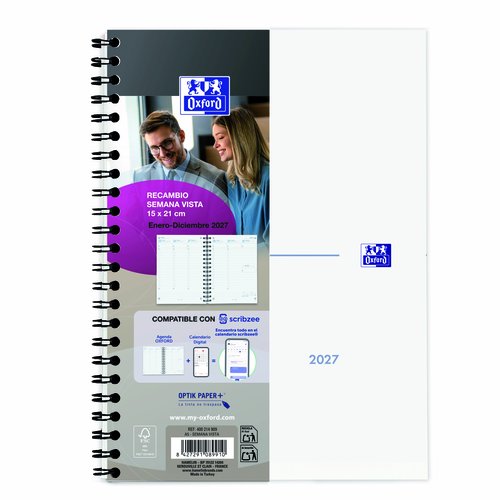 OXFORD Recambio Agenda Anual 2027 My Fab Wire-O A5 210x150 S/V OXFORD Recambio Agenda Anual 2027 My Fab Wire-O A5 210x150 S/V
