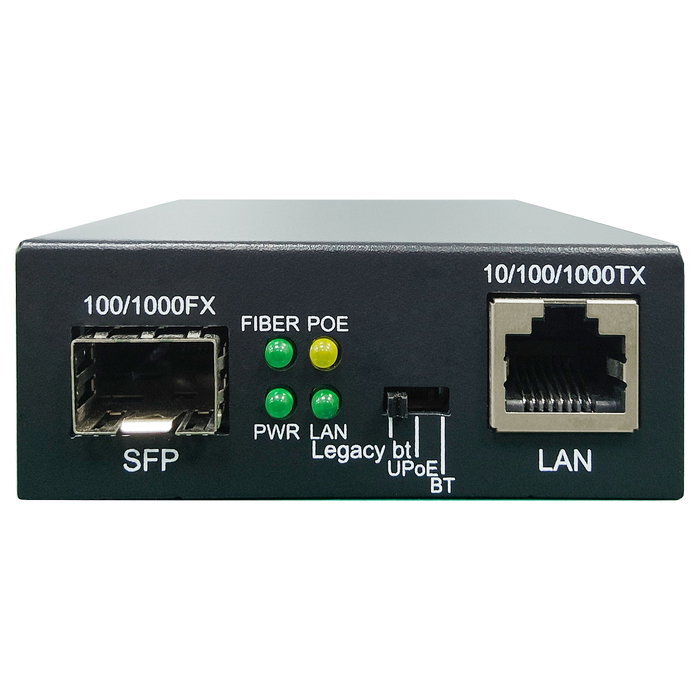 LevelOne GVT-2016 Converter 10/100/1000Base-T RJ45 to SFP Gigabit Ethernet Media con 90W PoE Budget