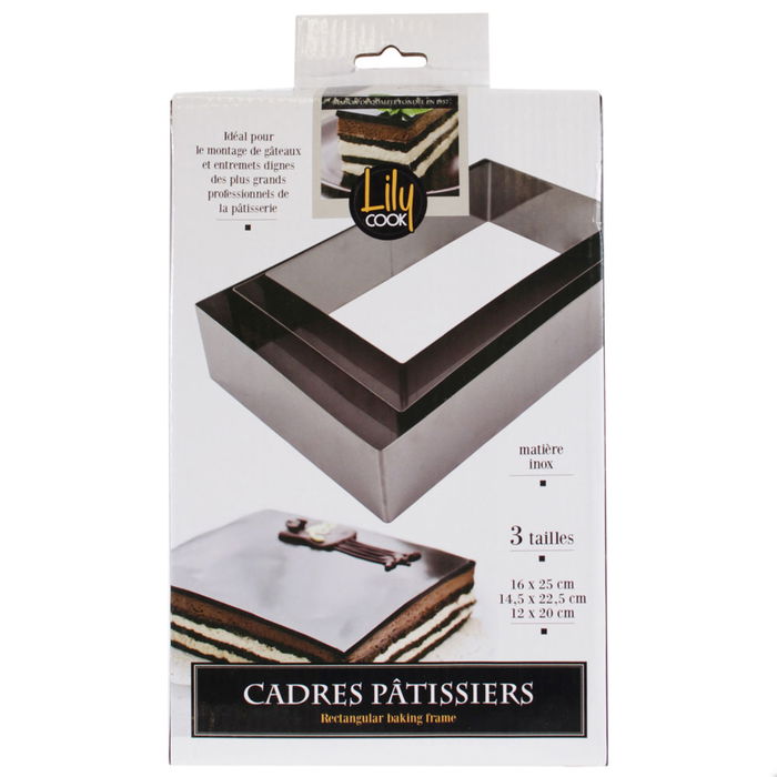 Lily Cook Juego De 3 Moldes Rectangulares 16x25 cm, 14.5x22.5 cm, 12x20 cm