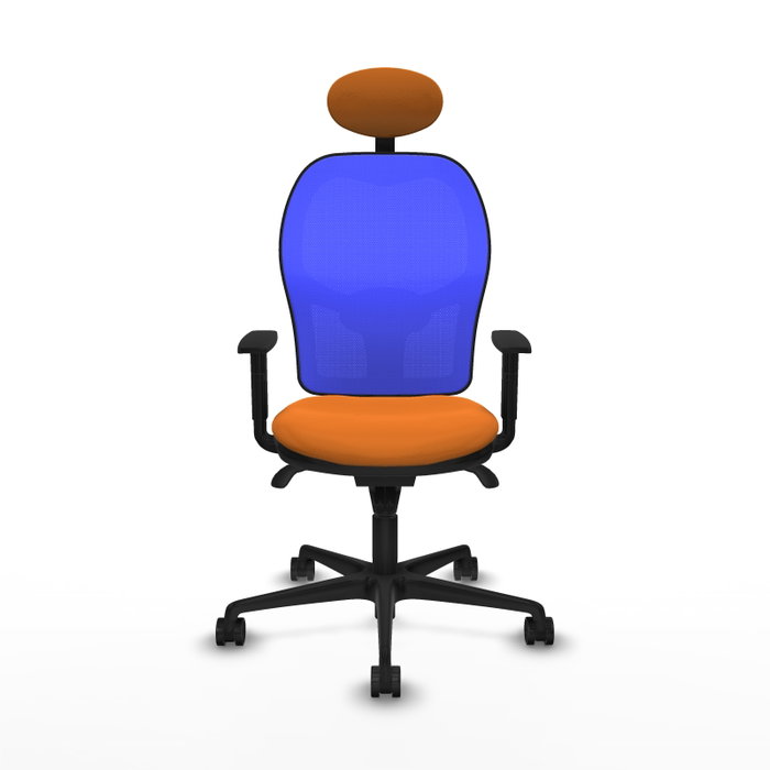 PIQUERAS Y CRESPO Silla de oficina Jorquera con mecanismo Sincro, Similpiel Naranja y Malla Azul PIQUERAS Y CRESPO Silla de oficina Jorquera con mecanismo Sincro, Similpiel Naranja y Malla Azul