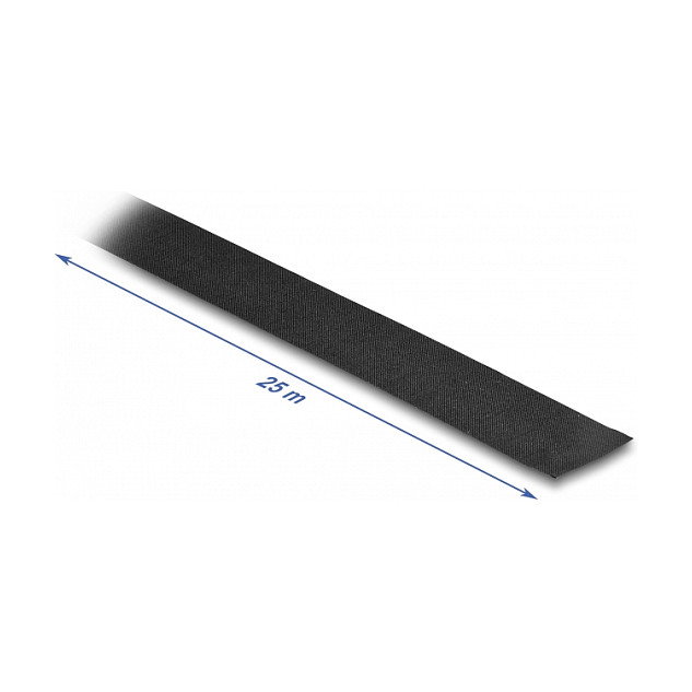 DeLOCK Cinta de tela autoadhesiva negra 25 m x 25 mm