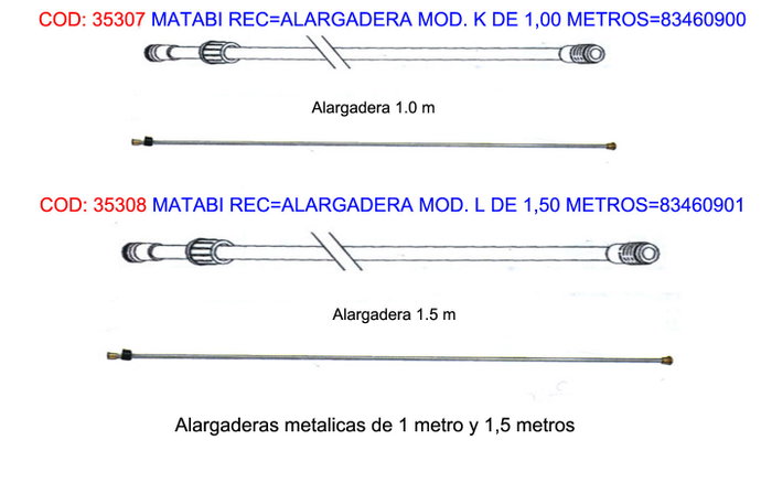 MATABI Alargadera Modelo L de 1,50 Metros MATABI Alargadera Modelo L de 1,50 Metros