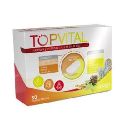 ELADIET Topvital Bicapa 30 Comprimidos - Complemento Ginseng, Triptófano, Cafeína, Rodiola, Vitaminas B, CoQ10 para Energía y Cansancio ELADIET Topvital Bicapa 30 Comprimidos - Complemento Ginseng, Triptófano, Cafeína, Rodiola, Vitaminas B, CoQ10 para Energía y Cansancio