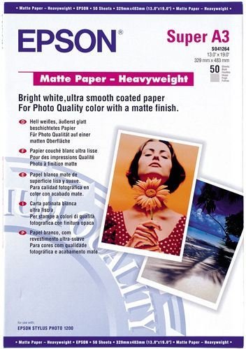 Epson Matte Paper Heavy Weight A3+, 50 hojas, 167 g/m²