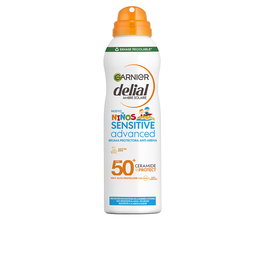 GARNIER Delial Niños Sensitive Advanced Bruma Protectora Anti-Arena SPF50+ 150 ml - Spray Solar Alta Protección, Tacto Seco, Waterproof, Hipoalergénico