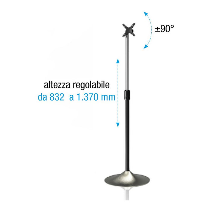 Techly Soporte de Pie para Monitor (ICA-TR10) - Soporte de Suelo para Pantallas LCD/LED de 33 a 68.6 cm (13 a 27 Pulgadas), VESA 75x75 a 100x100 mm, Carga Máx. 22 kg, Plata
