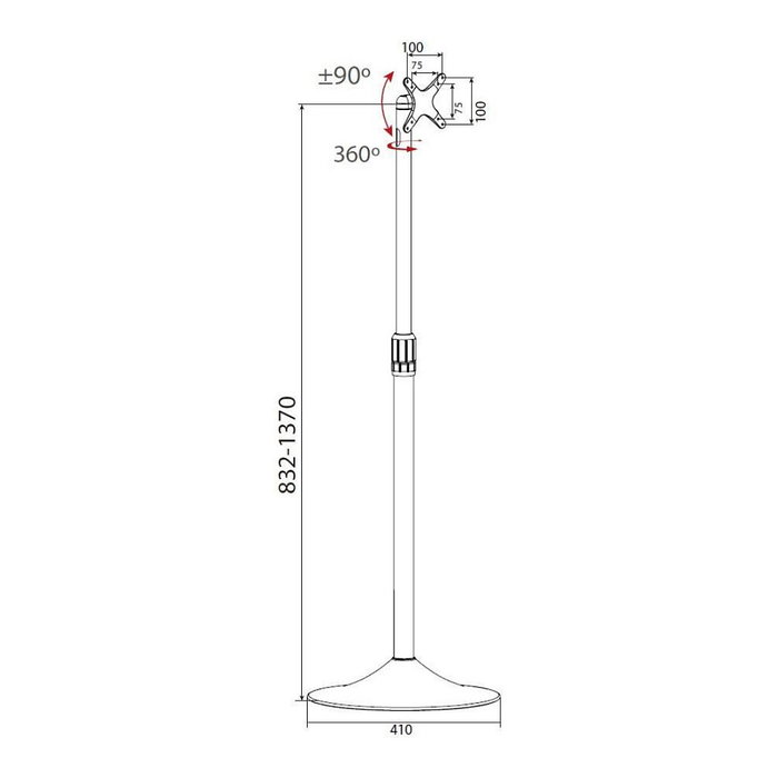 Techly Soporte de Pie para Monitor (ICA-TR10) - Soporte de Suelo para Pantallas LCD/LED de 33 a 68.6 cm (13 a 27 Pulgadas), VESA 75x75 a 100x100 mm, Carga Máx. 22 kg, Plata