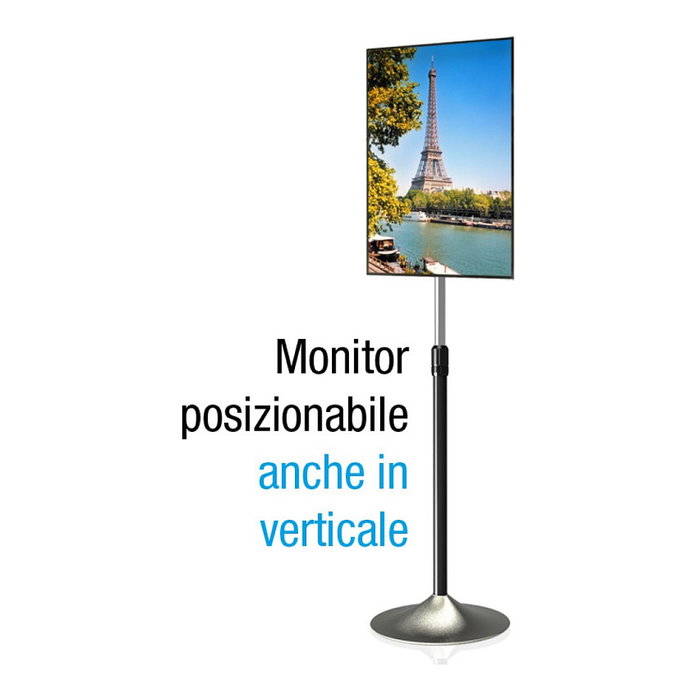 Techly Soporte de Pie para Monitor (ICA-TR10) - Soporte de Suelo para Pantallas LCD/LED de 33 a 68.6 cm (13 a 27 Pulgadas), VESA 75x75 a 100x100 mm, Carga Máx. 22 kg, Plata