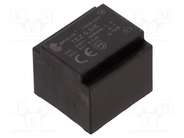 BREVE TUFVASSONS Transformador TEZ 500mVA 230VAC a 9V 55mA para PCB BREVE TUFVASSONS Transformador TEZ 500mVA 230VAC a 9V 55mA para PCB