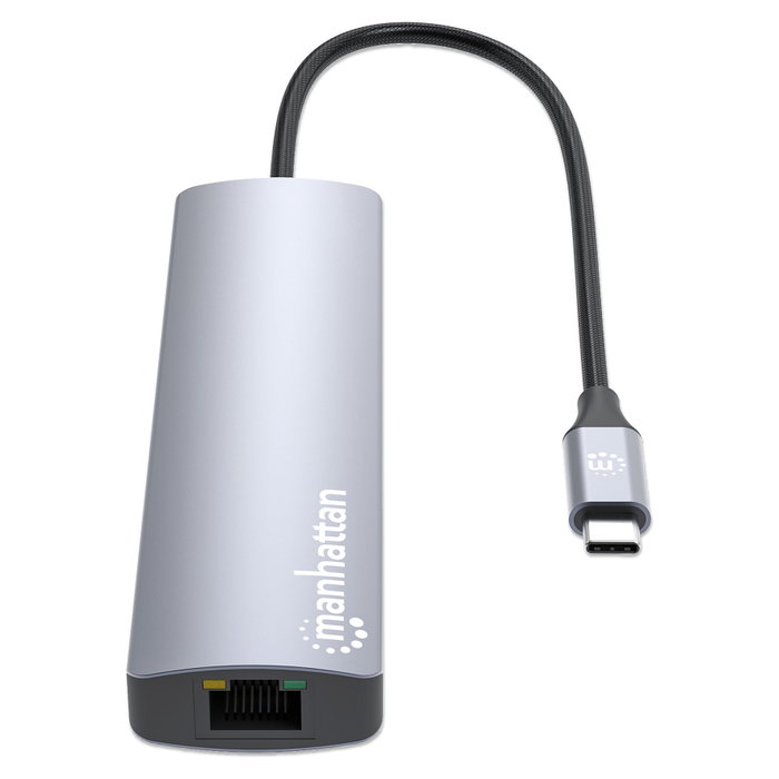 Manhattan Hub USB-C 6-in-1 4K HDMI 3x USB-A 5 Gb/s Power Delivery 100W Plata