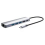 Manhattan Hub USB-C 6-in-1 4K HDMI 3x USB-A 5 Gb/s Power Delivery 100W Plata