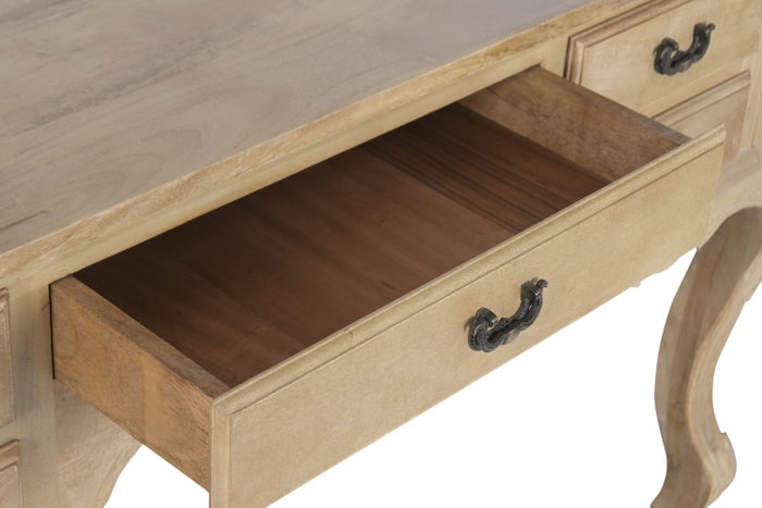 DKD Home Decor Escritorio Toscana Natural Blanco 133 x 68 x 75 cm con 5 Cajones