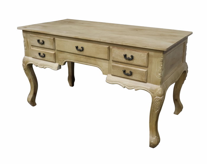 DKD Home Decor Escritorio Toscana Natural Blanco 133 x 68 x 75 cm con 5 Cajones