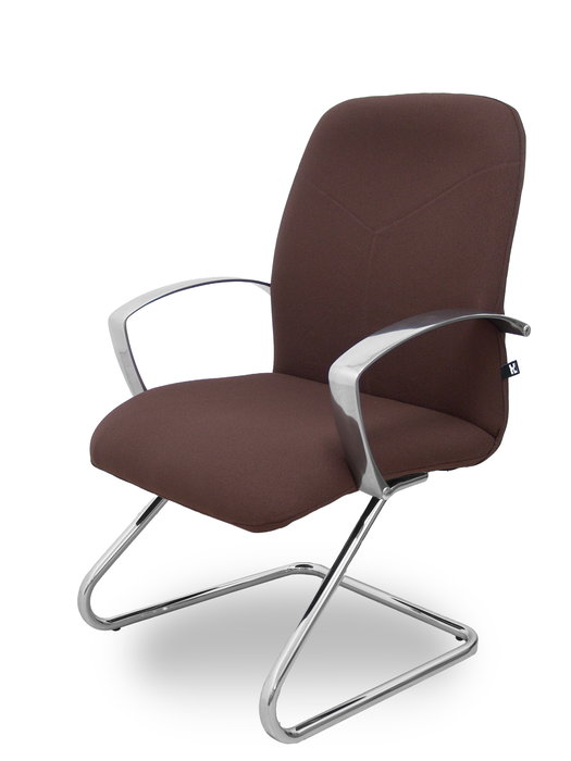 Silla Caudete confidente tapizada con Tela color Marrón oscuro. Brazos fijos