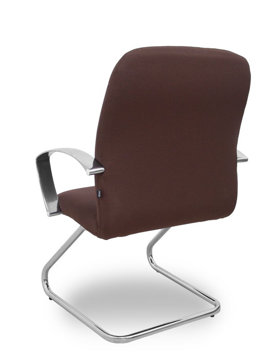 Silla Caudete confidente tapizada con Tela color Marrón oscuro. Brazos fijos