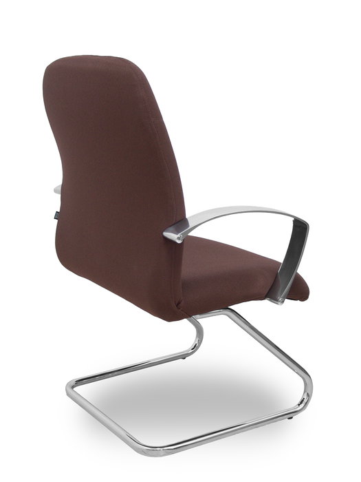 Silla Caudete confidente tapizada con Tela color Marrón oscuro. Brazos fijos