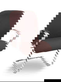 Silla Caudete confidente tapizada con Tela color Marrón oscuro. Brazos fijos