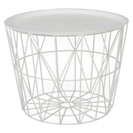 Home Deco Factory Mesa Auxiliar Metal Blanca D.52,5 cm H.40 cm